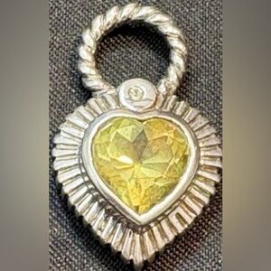 Sterling Silver Citrine Heart Pendant with Rope Bail — Pendant Only